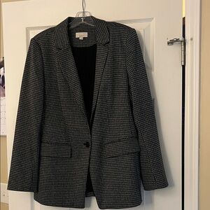 LOFT Black and Gray Houndstooth Blazer